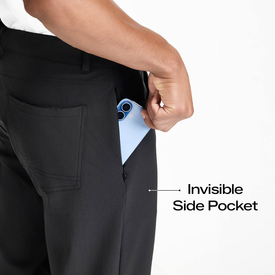 men's pants with invisible pockets  - Grounded Black