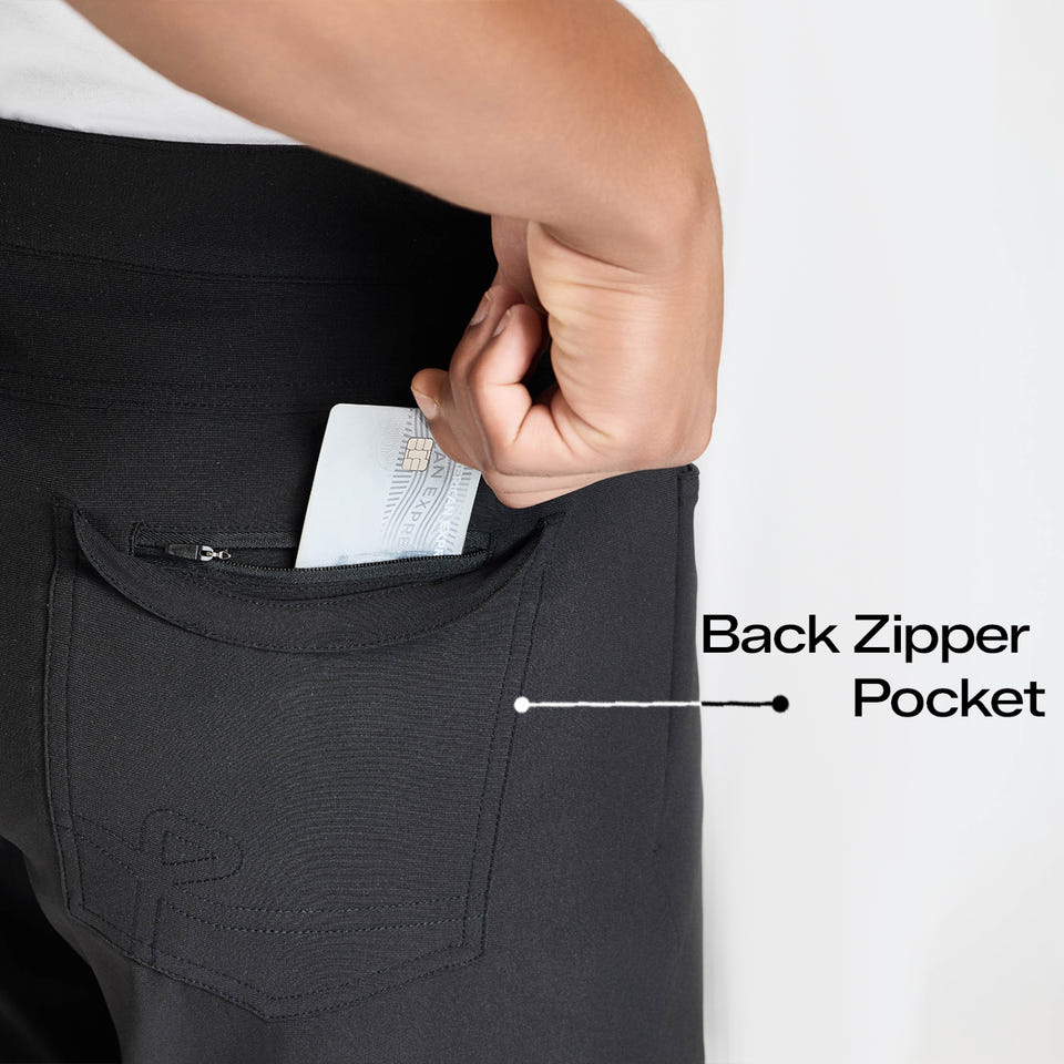 men's pants with zipper pockets - Grounded Black